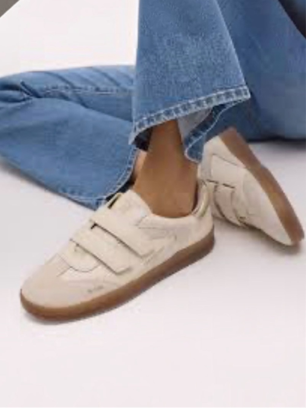Sam Edelman Talia Leather Suede Street Retro Dual Strap Gum Sole Sneaker Sz 8.5